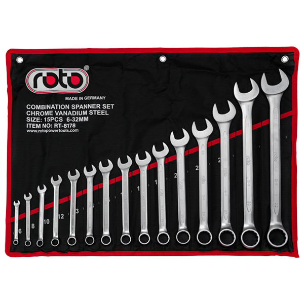 15Pcs Combination Spanner Set
